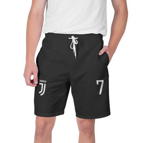 Мужские шорты 3D с принтом Ronaldo Juve в Новосибирске,  полиэстер 100% | прямой крой, два кармана без застежек по бокам. Мягкая трикотажная резинка на поясе, внутри которой широкие завязки. Длина чуть выше колен | Тематика изображения на принте: 