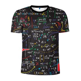 Мужская футболка 3D спортивная с принтом Math в Новосибирске, 100% полиэстер с улучшенными характеристиками | приталенный силуэт, круглая горловина, широкие плечи, сужается к линии бедра | математика | наука | тригонометрия | уравнения | формулы | цифры
