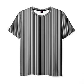 Мужская футболка 3D с принтом Черно белые полосы в Новосибирске, 100% полиэфир | прямой крой, круглый вырез горловины, длина до линии бедер | белое | полоски | полосы | черное