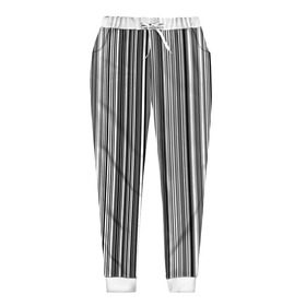 Женские брюки 3D с принтом Черно белые полосы в Новосибирске, полиэстер 100% | прямой крой, два кармана без застежек по бокам, с мягкой трикотажной резинкой на поясе и по низу штанин. В поясе для дополнительного комфорта — широкие завязки | белое | полоски | полосы | черное