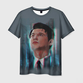 Мужская футболка 3D с принтом Connor в Новосибирске, 100% полиэфир | прямой крой, круглый вырез горловины, длина до линии бедер | 2038 | become | connor | dbh | detroit | gamer | human | kara | андроид | девиант | детройт | кара | квест | коннор | маркус