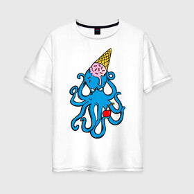 Женская футболка хлопок Oversize с принтом Mark Blink 182 в Новосибирске, 100% хлопок | свободный крой, круглый ворот, спущенный рукав, длина до линии бедер
 | mark hoppus | octopus | марк хоппус | осьминог