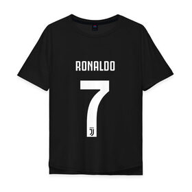 Мужская футболка хлопок Oversize с принтом RONALDO JUVE SPORT в Новосибирске, 100% хлопок | свободный крой, круглый ворот, “спинка” длиннее передней части | 