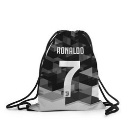 Рюкзак-мешок 3D с принтом RONALDO JUVE SPORT в Новосибирске, 100% полиэстер | плотность ткани — 200 г/м2, размер — 35 х 45 см; лямки — толстые шнурки, застежка на шнуровке, без карманов и подкладки | cr7 | fc | клуб | криштиану роналду | роналдо | фк | ювентус