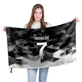 Флаг 3D с принтом RONALDO JUVE SPORT в Новосибирске, 100% полиэстер | плотность ткани — 95 г/м2, размер — 67 х 109 см. Принт наносится с одной стороны | cr7 | fc | клуб | криштиану роналду | роналдо | фк | ювентус