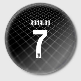 Значок с принтом RONALDO JUVE SPORT в Новосибирске,  металл | круглая форма, металлическая застежка в виде булавки | cr7 | fc | клуб | криштиану роналду | роналдо | фк | ювентус