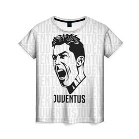 Женская футболка 3D с принтом RONALDO JUVE SPORT в Новосибирске, 100% полиэфир ( синтетическое хлопкоподобное полотно) | прямой крой, круглый вырез горловины, длина до линии бедер | cr7 | fc | клуб | криштиану роналду | роналдо | фк | ювентус