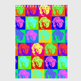 Скетчбук с принтом pop-art Marilyn Monroe в Новосибирске, 100% бумага
 | 48 листов, плотность листов — 100 г/м2, плотность картонной обложки — 250 г/м2. Листы скреплены сверху удобной пружинной спиралью | marilyn monroe | pop art | мэрилин монро | поп арт
