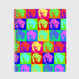 Тетрадь с принтом pop-art Marilyn Monroe в Новосибирске, 100% бумага | 48 листов, плотность листов — 60 г/м2, плотность картонной обложки — 250 г/м2. Листы скреплены сбоку удобной пружинной спиралью. Уголки страниц и обложки скругленные. Цвет линий — светло-серый
 | marilyn monroe | pop art | мэрилин монро | поп арт