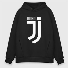 Мужское худи Oversize хлопок с принтом RONALDO JUVE SPORT в Новосибирске, френч-терри — 70% хлопок, 30% полиэстер. Мягкий теплый начес внутри —100% хлопок | боковые карманы, эластичные манжеты и нижняя кромка, капюшон на магнитной кнопке | cr7 | fc | клуб | криштиану роналду | роналдо | фк | ювентус