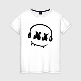 Женская футболка хлопок с принтом Music в Новосибирске, 100% хлопок | прямой крой, круглый вырез горловины, длина до линии бедер, слегка спущенное плечо | electronic music | marshmello | маршмеллоу | электронная музыка