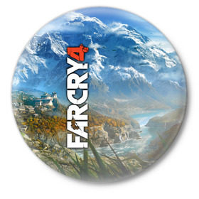 Значок с принтом Far Cry 4 в Новосибирске,  металл | круглая форма, металлическая застежка в виде булавки | action | far cry 4 | армия | гималаи | гирокоптер | мин | мир | открытый | франшиза | ховеркрафт | шутер