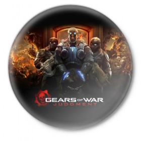 Значок с принтом Gears of War в Новосибирске,  металл | круглая форма, металлическая застежка в виде булавки | Тематика изображения на принте: 