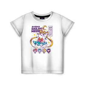 Детская футболка 3D с принтом Sailor Meow в Новосибирске, 100% гипоаллергенный полиэфир | прямой крой, круглый вырез горловины, длина до линии бедер, чуть спущенное плечо, ткань немного тянется | anime | cat | kawaii | sailor moon | аниме | каваи | кот котик | мультсериал | ностальгия | ретро | сейлор мун