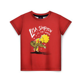 Детская футболка 3D с принтом Лиза Симпсон в Новосибирске, 100% гипоаллергенный полиэфир | прямой крой, круглый вырез горловины, длина до линии бедер, чуть спущенное плечо, ткань немного тянется | homer | lisa | simpson | simpsons | барт | гомер | лиза | мульт | мультик | мультфильм | симпсон | симпсоны