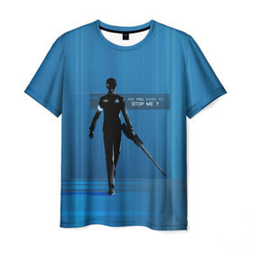 Мужская футболка 3D с принтом Detroit: Become Human в Новосибирске, 100% полиэфир | прямой крой, круглый вырез горловины, длина до линии бедер | 2038 | android | dbh | detroit become human | future | андройд | будущее | детройт | человек