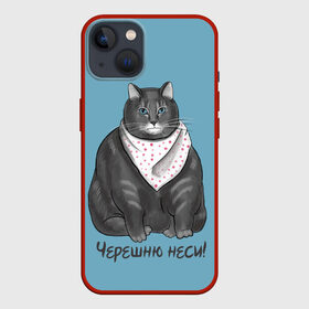 Чехол для iPhone 13 с принтом Черешню неси в Новосибирске,  |  | Тематика изображения на принте: еда | кот | кушать | мем | черешня