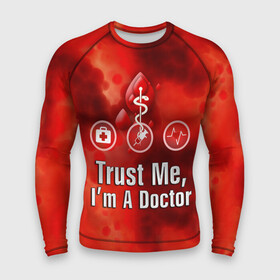 Мужской рашгард 3D с принтом Доктор в Новосибирске,  |  | Тематика изображения на принте: верь мне | врач | кровь | пятна | я доктор