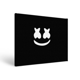 Холст прямоугольный с принтом Marshmello black в Новосибирске, 100% ПВХ |  | Тематика изображения на принте: dj | dj marshmello | marshmello | клуб | клубная музыка | музыка