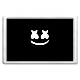 Магнит 45*70 с принтом Marshmello black в Новосибирске, Пластик | Размер: 78*52 мм; Размер печати: 70*45 | Тематика изображения на принте: dj | dj marshmello | marshmello | клуб | клубная музыка | музыка