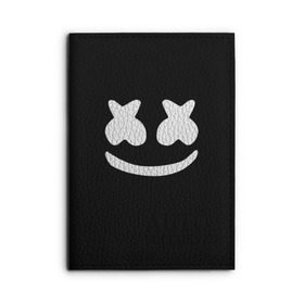 Обложка для автодокументов с принтом Marshmello black в Новосибирске, натуральная кожа |  размер 19,9*13 см; внутри 4 больших “конверта” для документов и один маленький отдел — туда идеально встанут права | Тематика изображения на принте: dj | dj marshmello | marshmello | клуб | клубная музыка | музыка