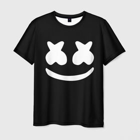 Мужская футболка 3D с принтом Marshmello black в Новосибирске, 100% полиэфир | прямой крой, круглый вырез горловины, длина до линии бедер | dj | dj marshmello | marshmello | клуб | клубная музыка | музыка