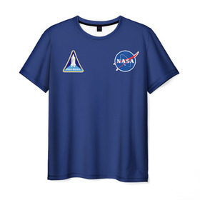 Мужская футболка 3D с принтом NASA в Новосибирске, 100% полиэфир | прямой крой, круглый вырез горловины, длина до линии бедер | shuttle | space | аполлон | галактика | джемини | космонав | космос | наса | скайлэб | сша | шаттл nasa