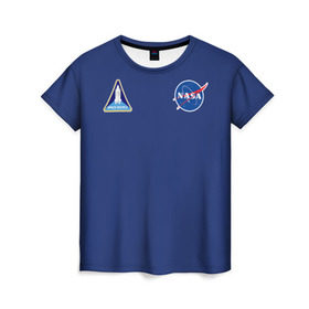 Женская футболка 3D с принтом NASA в Новосибирске, 100% полиэфир ( синтетическое хлопкоподобное полотно) | прямой крой, круглый вырез горловины, длина до линии бедер | shuttle | space | аполлон | галактика | джемини | космонав | космос | наса | скайлэб | сша | шаттл nasa