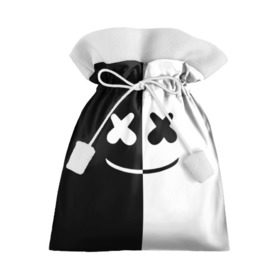 Подарочный 3D мешок с принтом MARSHMELLO BLACK & WHITE в Новосибирске, 100% полиэстер | Размер: 29*39 см | dj | marshmello | клубная музыка | маршмелло | музыка | музыкант
