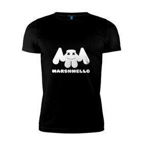 Мужская футболка премиум с принтом MARSHMELLO в Новосибирске, 92% хлопок, 8% лайкра | приталенный силуэт, круглый вырез ворота, длина до линии бедра, короткий рукав | dj | marshmello | клубная музыка | маршмелло | музыка | музыкант