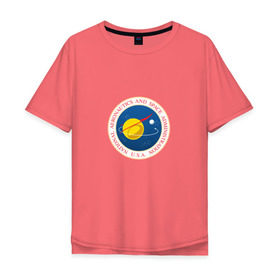 Мужская футболка хлопок Oversize с принтом Oldschool NASA в Новосибирске, 100% хлопок | свободный крой, круглый ворот, “спинка” длиннее передней части | administration | aeronautics | brand | logo | nasa | national | oldschool | space | usa | исследование | космос | лого | наса | национальное | олдскул | сша | управление