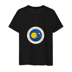 Мужская футболка хлопок с принтом Oldschool NASA в Новосибирске, 100% хлопок | прямой крой, круглый вырез горловины, длина до линии бедер, слегка спущенное плечо. | administration | aeronautics | brand | logo | nasa | national | oldschool | space | usa | исследование | космос | лого | наса | национальное | олдскул | сша | управление