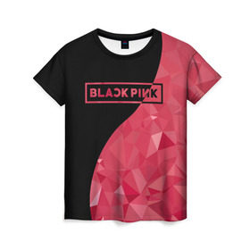 Женская футболка 3D с принтом BLACKPINK в Новосибирске, 100% полиэфир ( синтетическое хлопкоподобное полотно) | прямой крой, круглый вырез горловины, длина до линии бедер | black  pink | blackpink | jennie | jisoo | k pop | lalisa | группа | инь янь | к поп | корейская группа | розовый | черный