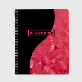 Тетрадь с принтом BLACKPINK в Новосибирске, 100% бумага | 48 листов, плотность листов — 60 г/м2, плотность картонной обложки — 250 г/м2. Листы скреплены сбоку удобной пружинной спиралью. Уголки страниц и обложки скругленные. Цвет линий — светло-серый
 | Тематика изображения на принте: black  pink | blackpink | jennie | jisoo | k pop | lalisa | группа | инь янь | к поп | корейская группа | розовый | черный
