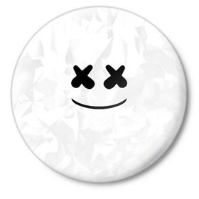 Значок с принтом MARSHMELLO в Новосибирске,  металл | круглая форма, металлическая застежка в виде булавки | Тематика изображения на принте: dj | marshmello | usa | америка | клубная музыка | маршмелло | музыка | музыкант