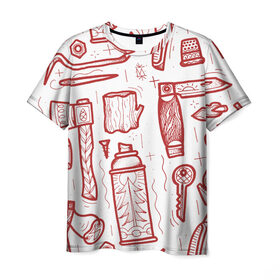 Мужская футболка 3D с принтом Инструменты в Новосибирске, 100% полиэфир | прямой крой, круглый вырез горловины, длина до линии бедер | old school | taknado | urban | граффити | илюстратор | сибирь | стрит арт | тату
