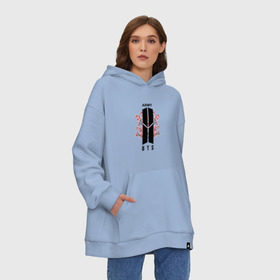 Худи SuperOversize хлопок с принтом BTS ARMY в Новосибирске, 70% хлопок, 30% полиэстер, мягкий начес внутри | карман-кенгуру, эластичная резинка на манжетах и по нижней кромке, двухслойный капюшон
 | bts | bts army | j hope | jimin | jin | jungkook | k pop | rap monster | rapmon | suga | v | бтс | группа | корея