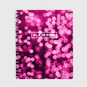 Тетрадь с принтом BlackPink в Новосибирске, 100% бумага | 48 листов, плотность листов — 60 г/м2, плотность картонной обложки — 250 г/м2. Листы скреплены сбоку удобной пружинной спиралью. Уголки страниц и обложки скругленные. Цвет линий — светло-серый
 | black  pink | blackpink | flowers | jennie | jisoo | k pop | lalisa | sakura | группа | к поп | корейская группа | растения | розовый | сакура | цветы | черный