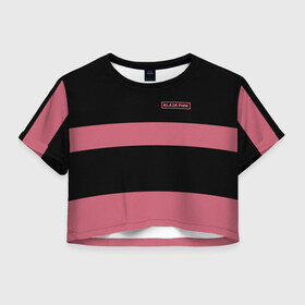 Женская футболка 3D укороченная с принтом BlackPink 97 ROSE в Новосибирске, 100% полиэстер | круглая горловина, длина футболки до линии талии, рукава с отворотами | Тематика изображения на принте: 97 rose | black  pink | blackpink | jennie | jisoo | k pop | lalisa | группа | к поп | корейская группа | розовый | черный