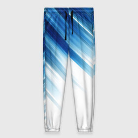Женские брюки 3D с принтом ABSTRACT BLUE в Новосибирске, полиэстер 100% | прямой крой, два кармана без застежек по бокам, с мягкой трикотажной резинкой на поясе и по низу штанин. В поясе для дополнительного комфорта — широкие завязки | abstract | blue | geometry | абстракция | геометрия | градиент | линии | синий