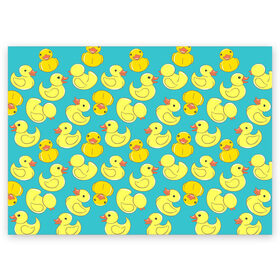 Поздравительная открытка с принтом Duck в Новосибирске, 100% бумага | плотность бумаги 280 г/м2, матовая, на обратной стороне линовка и место для марки
 | duck | duckling | утенок | утка
