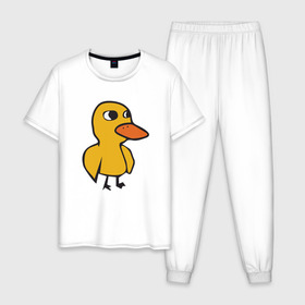 Мужская пижама хлопок с принтом Утка в Новосибирске, 100% хлопок | брюки и футболка прямого кроя, без карманов, на брюках мягкая резинка на поясе и по низу штанин
 | duck | duckling | утенок | утка