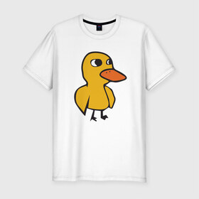 Мужская футболка хлопок Slim с принтом Утка в Новосибирске, 92% хлопок, 8% лайкра | приталенный силуэт, круглый вырез ворота, длина до линии бедра, короткий рукав | duck | duckling | утенок | утка