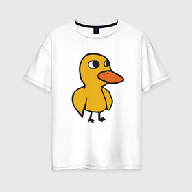 Женская футболка хлопок Oversize с принтом Утка в Новосибирске, 100% хлопок | свободный крой, круглый ворот, спущенный рукав, длина до линии бедер
 | duck | duckling | утенок | утка