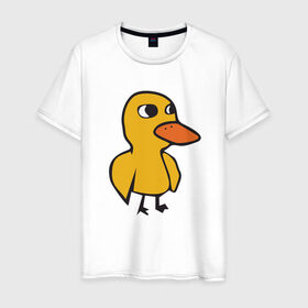 Мужская футболка хлопок с принтом Утка в Новосибирске, 100% хлопок | прямой крой, круглый вырез горловины, длина до линии бедер, слегка спущенное плечо. | Тематика изображения на принте: duck | duckling | утенок | утка