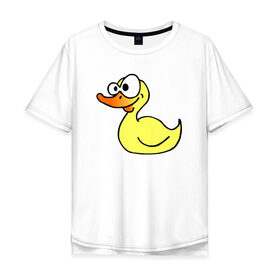 Мужская футболка хлопок Oversize с принтом Утка в Новосибирске, 100% хлопок | свободный крой, круглый ворот, “спинка” длиннее передней части | Тематика изображения на принте: duck | duckling | утенок | утка