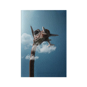 Обложка для паспорта матовая кожа с принтом Жираф и самолет в Новосибирске, натуральная матовая кожа | размер 19,3 х 13,7 см; прозрачные пластиковые крепления | Тематика изображения на принте: животные | жираф | небо | облака | природа | самолет | солнце | юмор