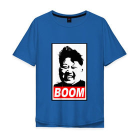 Мужская футболка хлопок Oversize с принтом BOOM КИМ ЧЕН ЫН в Новосибирске, 100% хлопок | свободный крой, круглый ворот, “спинка” длиннее передней части | Тематика изображения на принте: boom | kim chen eun | mems | ким чен ын | кнр | мемы | северная корея | ядерные ракеты