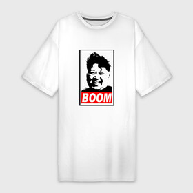 Платье-футболка хлопок с принтом BOOM КИМ ЧЕН ЫН в Новосибирске,  |  | boom | kim chen eun | mems | ким чен ын | кнр | мемы | северная корея | ядерные ракеты