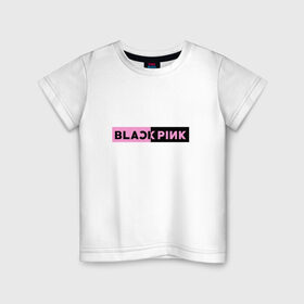 Детская футболка хлопок с принтом BlackPink в Новосибирске, 100% хлопок | круглый вырез горловины, полуприлегающий силуэт, длина до линии бедер | black  pink | blackpink | jennie | jisoo | k pop | lalisa | группа | к поп | корейская группа | розовый | черный